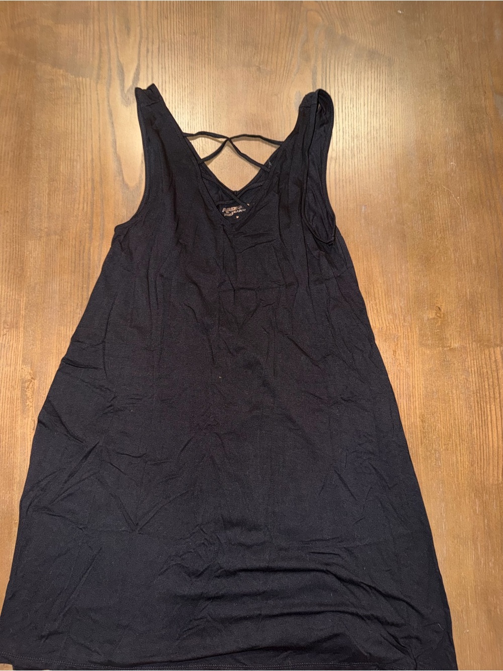 Black Sleeveless Crisscross Back Tank Dress